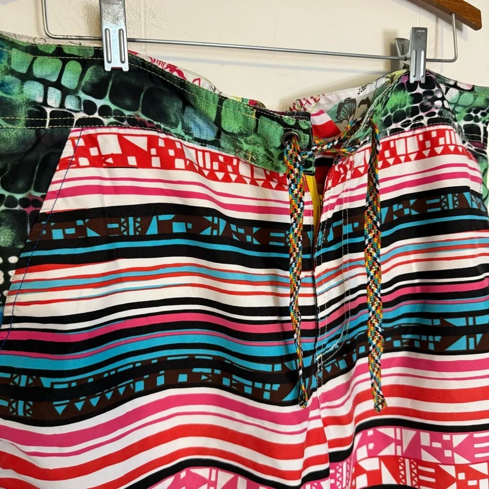 Robert Graham Lined Zip Front Swim Board‎ Shorts Multi Color Abstract size 34
